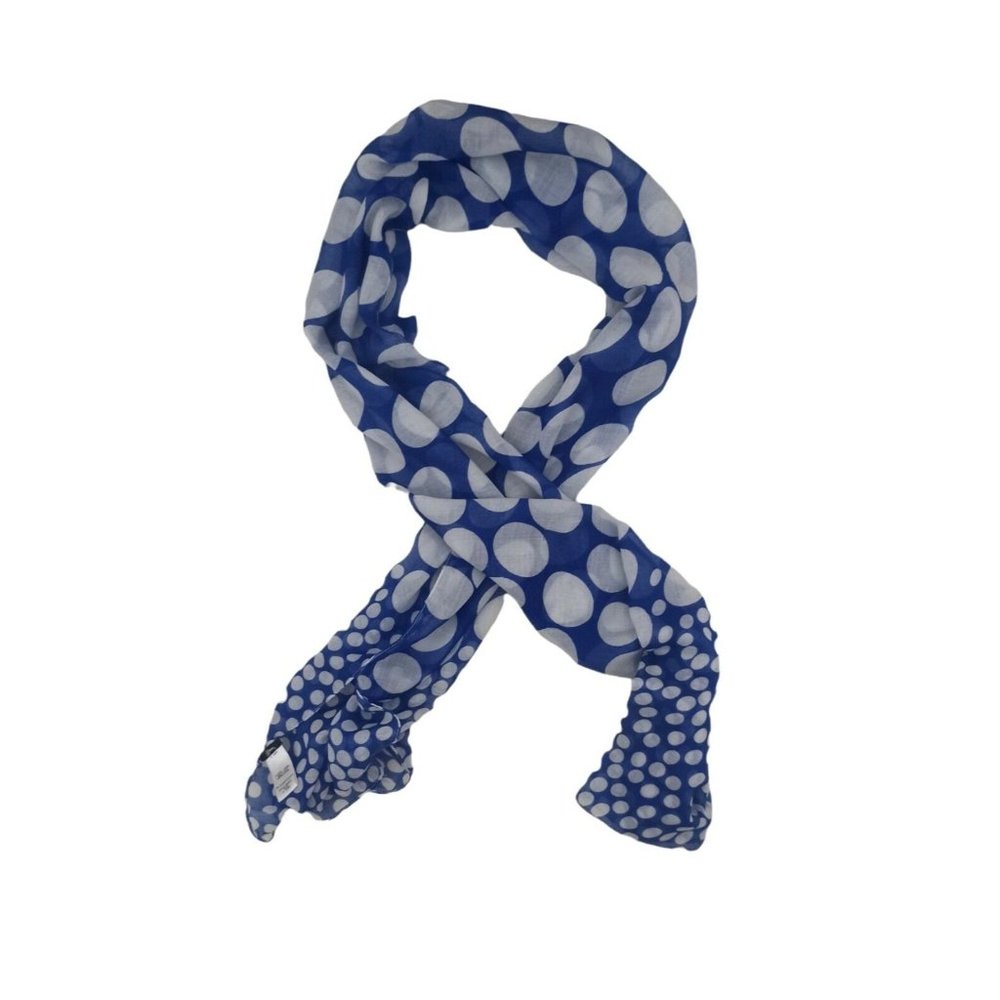 GUESS Blue Polka Dot Polyester Scarf 74"/ 20” EC